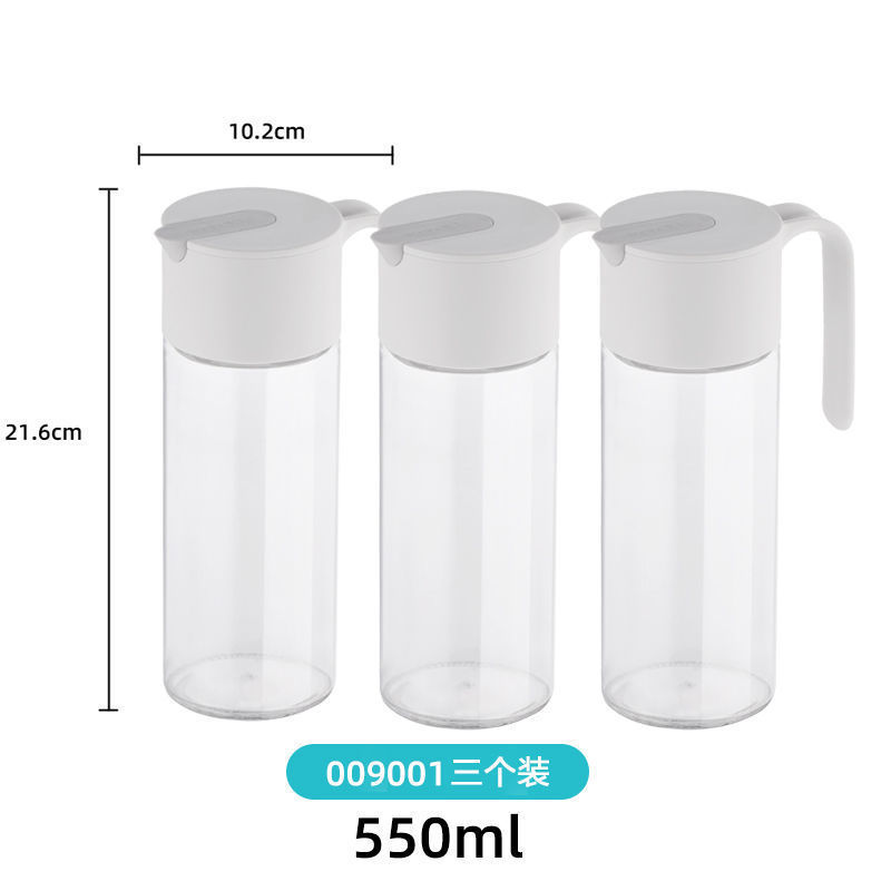 茶花玻璃油壶家用厨房酱油瓶自动开合油罐油瓶大容量不挂油_683 抗菌油壶550ML【3个装】 默认尺寸