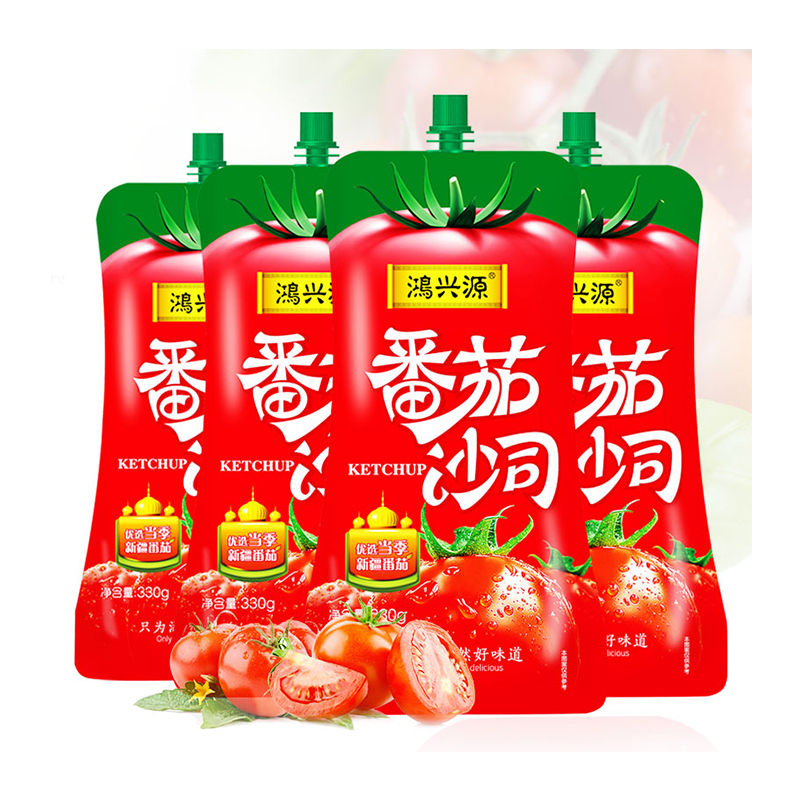 [鸿兴源]番茄沙司330g*4袋番茄酱小包肯德基意面薯条酱意大利面酱kfc番茄沙司袋装
