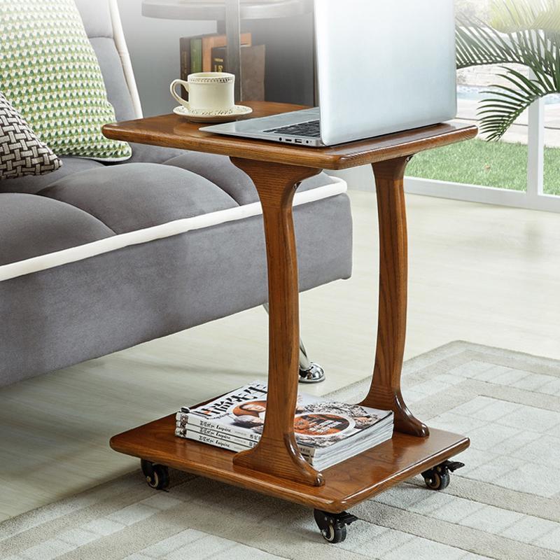 森美人北欧角几移动小茶几 实桌 简约床边桌边几沙发边柜创意小桌子 A胡桃色（46*36*58cm）