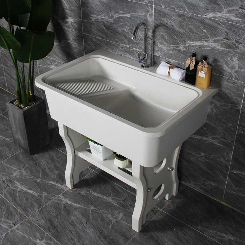家装节时尚卫浴石头洗衣池家用石英石洗衣池阳台洗衣搓衣板一体水池