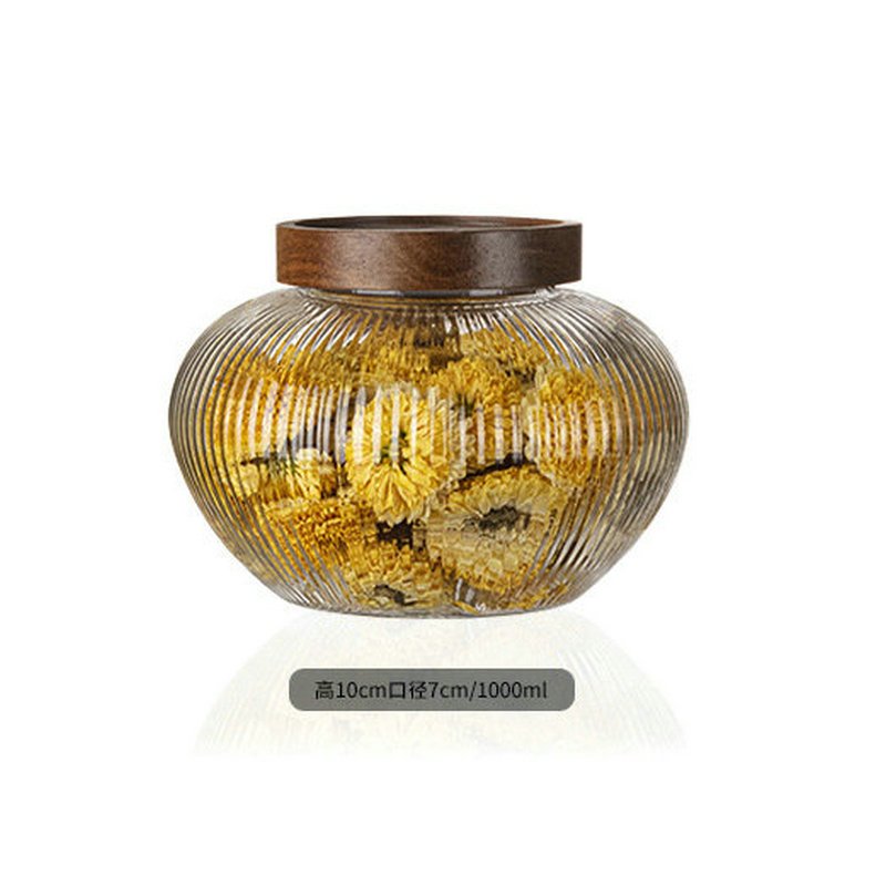 幻窕 CA194 高硼硅玻璃茶叶罐 相思木盖密封罐 五谷杂粮储物瓶