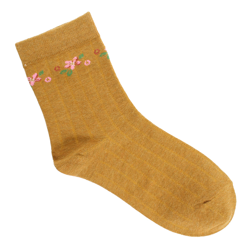 ideamini妈妈袜子中老年人棉中筒绣花袜子女老人春秋棉袜奶奶袜秋冬棉