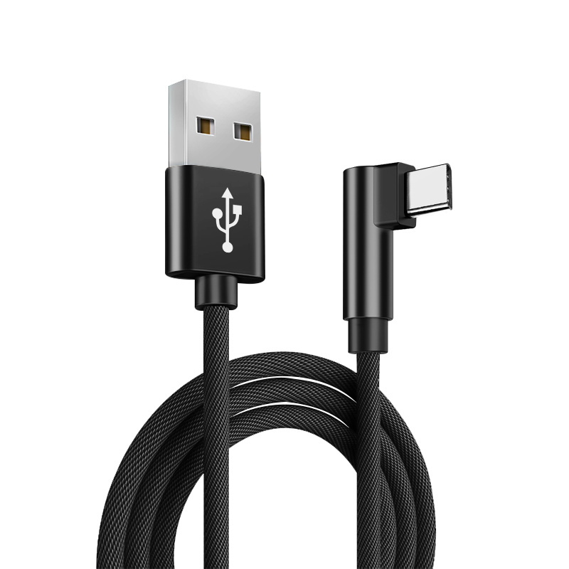 适用于华为type-c数据线弯头充电线加长2米快充手机线type-c冲电线吃鸡游戏vivox9充电x21快充x20通用