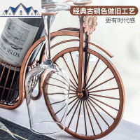 红酒杯架摆件家用中式酒柜展示装饰品葡萄酒创意欧式红酒瓶架摆件 酒桶马车-古铜色+2只酒杯 三维工匠