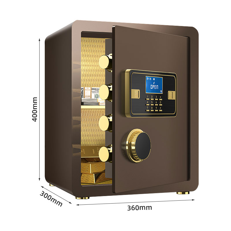 臻远ZY-NW-BXGS-17全钢实心保险柜办公防盗保险箱 高40cm咖色电子款高清大图