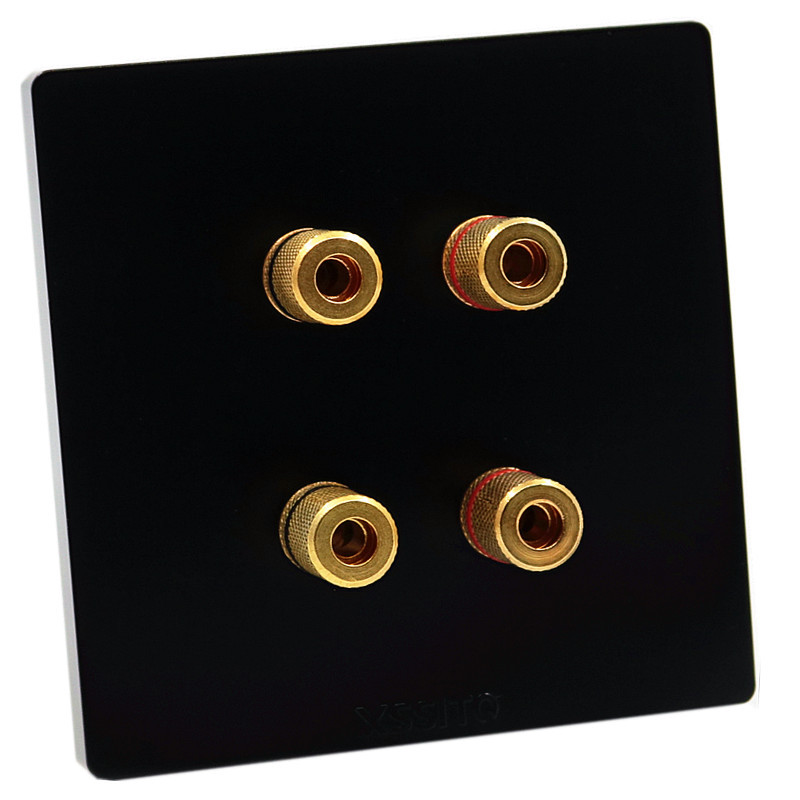 闪电客86型黑色音响插座音箱功放输出接线柱香蕉头6孔音响面板51声道