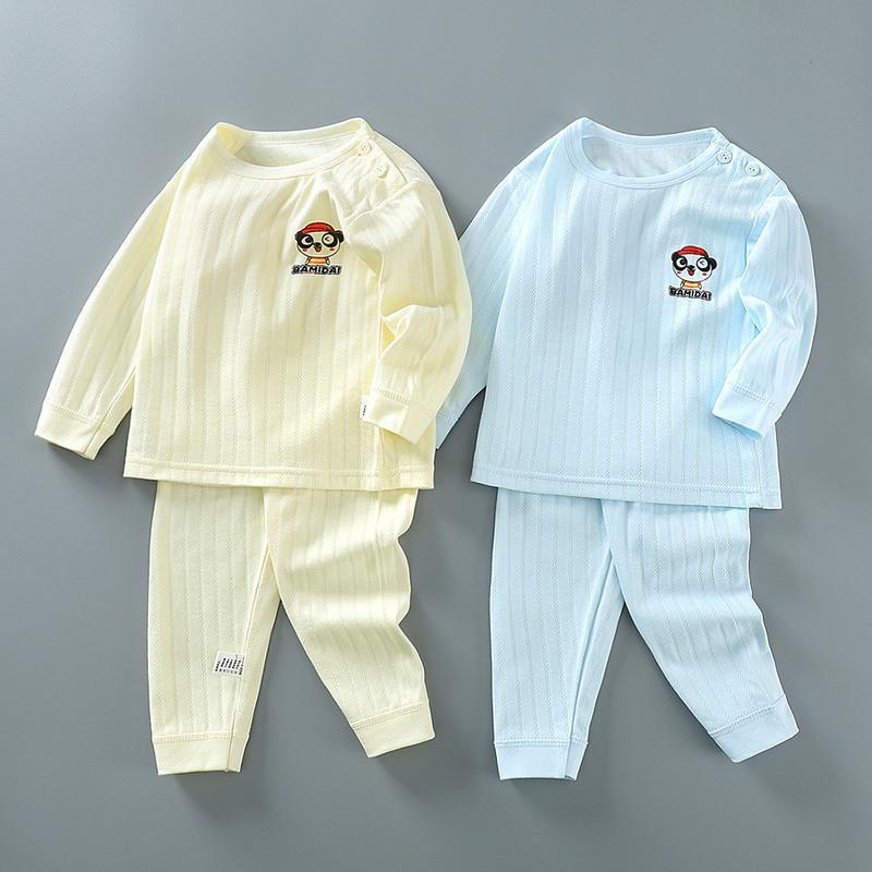 婴儿纯棉秋衣秋裤高腰套装男女儿童全棉打底衣春秋季宝宝长袖睡衣