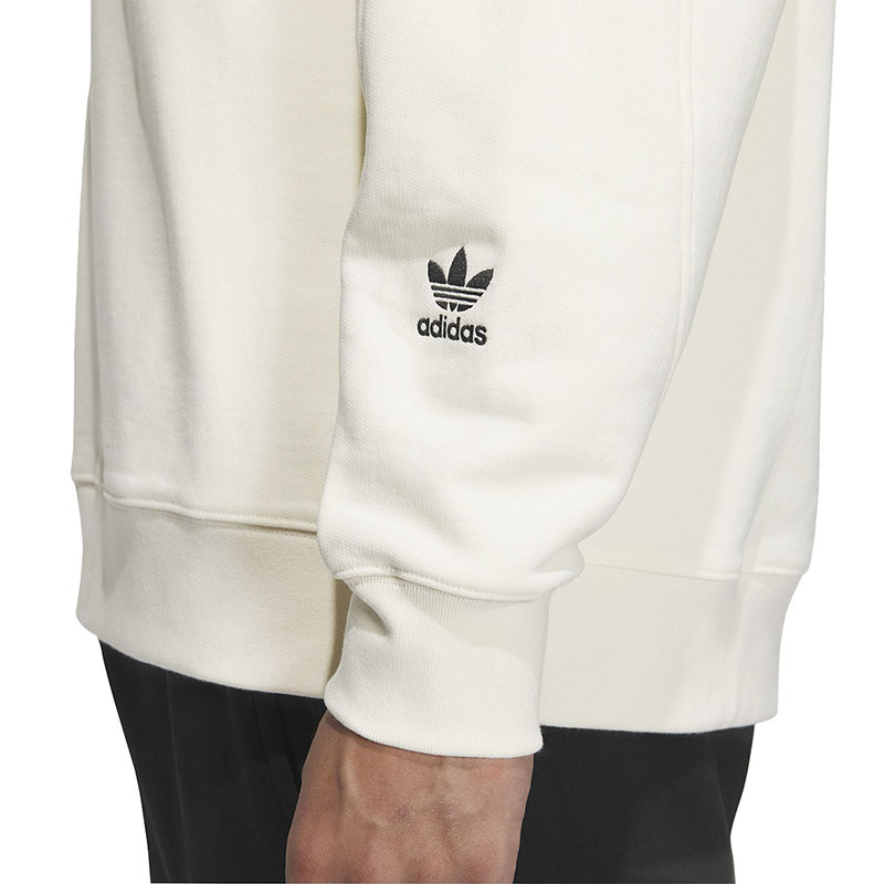 adidas originals 字母图案刺绣运动圆领卫衣 男款 乳白色 IZ1521