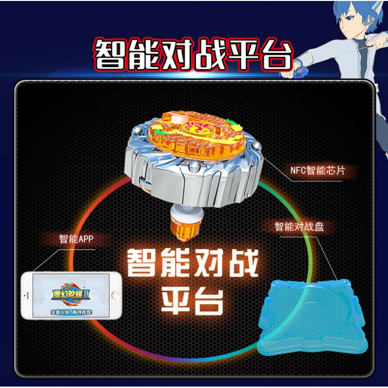正版魔幻陀螺2代拉线儿童玩具战斗王焰天火龙王梦幻陀螺套装潜影狂鲨