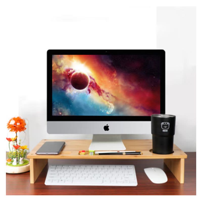 倍方 楠竹单层原色 电脑显示器增高架 1.00 个/套 (计价单位:套) 原木色图片