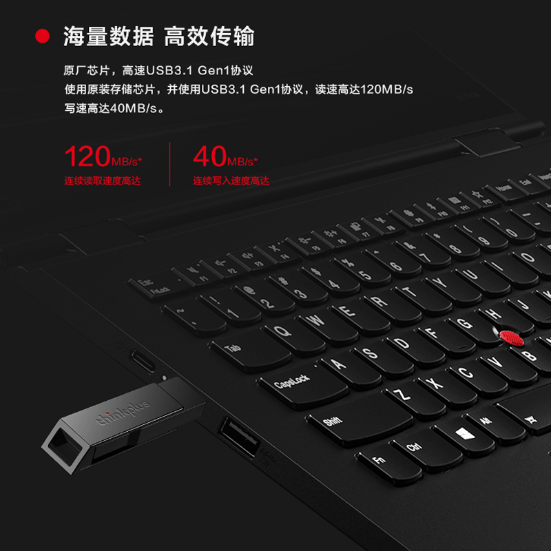 联想think优盘Plus u盘 USB3.1+Type-c双接口 128G P