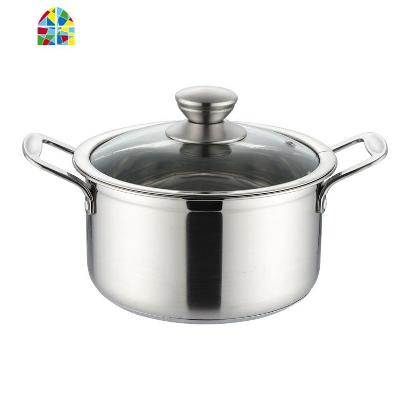 304不锈钢汤锅奶锅小火锅煮粥炖汤锅加厚复底电磁炉燃气 FENGHOU (SUS304)18CM双柄汤锅图片