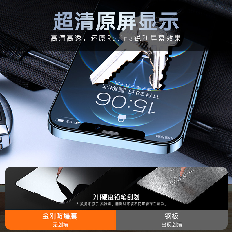 ESCASE 苹果13promax钢化膜iphone13promax全屏手机膜0.2超薄防爆进口玻璃不碎边进口旭硝子