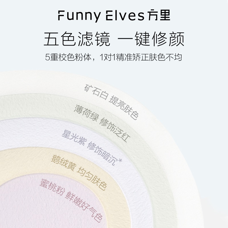 Funnyelves方里星云五色蜜粉饼7.5g(赠绒布袋*1+吸油纸30片+植绒粉扑*1+双面植绒粉扑*1)
