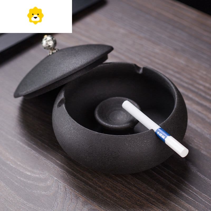 创意烟灰缸家用客厅个性潮流时尚陶瓷烟缸带盖防飞灰茶几摆件定制 JING PING图片