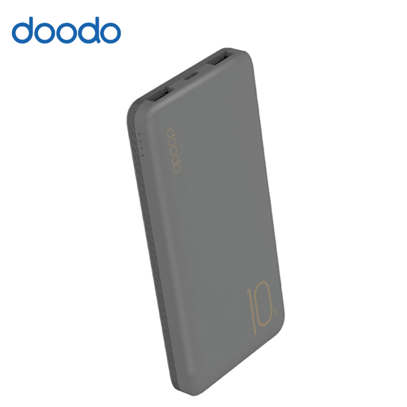 doodo杜多10000毫安充电宝 MP001 灰色移动充电电源 小巧便携快速充电双USB输出 适配苹果安卓