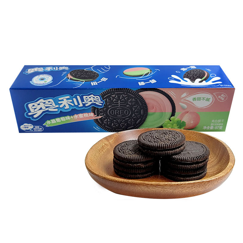奥利奥樱花草莓味白桃乌龙味青梅味夹心饼干休闲网红口味零食品盒装97g
