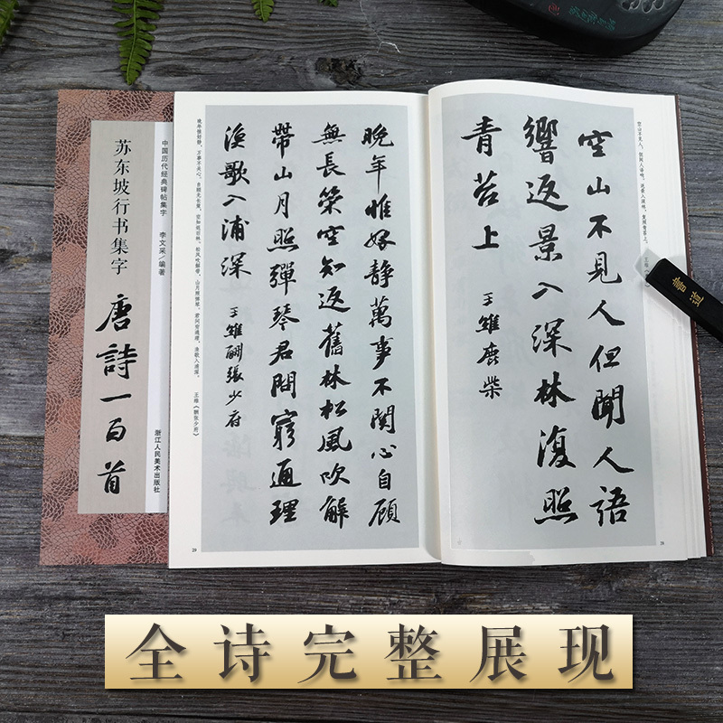 [正版]苏东坡行书集字唐诗一百首 收录苏轼行书经典碑帖集字古诗词毛笔书法作品范本集临摹教程书籍 黄州寒食帖赤壁赋洞庭春