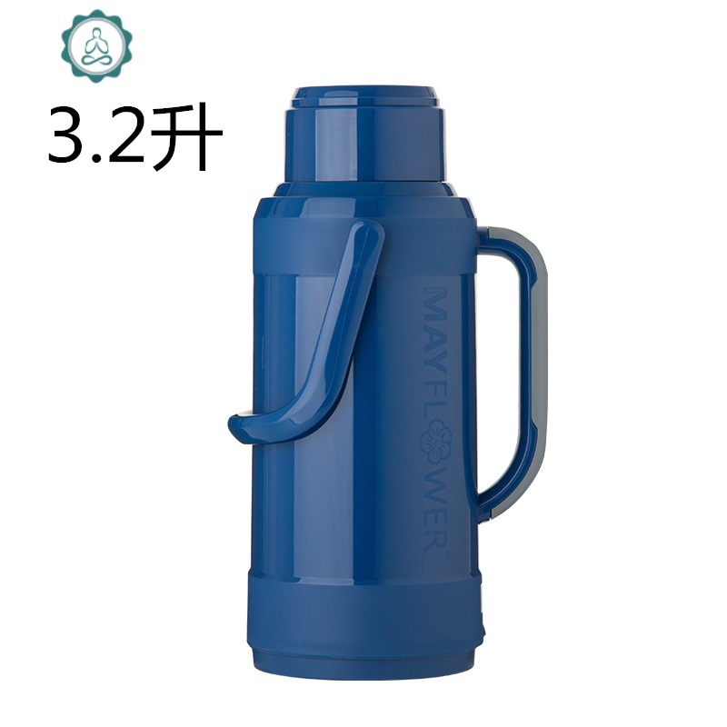 暖瓶家用暖壶2保温瓶塑料外壳暖水瓶热水瓶学生宿舍用8磅 封后 3.2蓝色送木塞