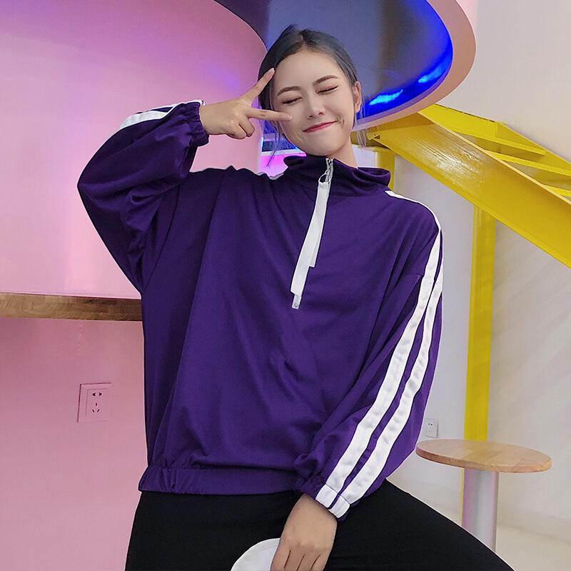 ins超火的卫衣女春秋2018新款长袖韩版潮学生宽松外套半高领上衣