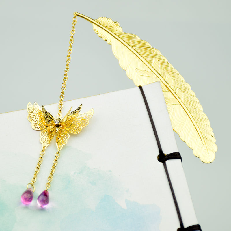 仙气古风宫铃金属书签古典羽毛树叶送同学送闺蜜创意礼品生日礼物