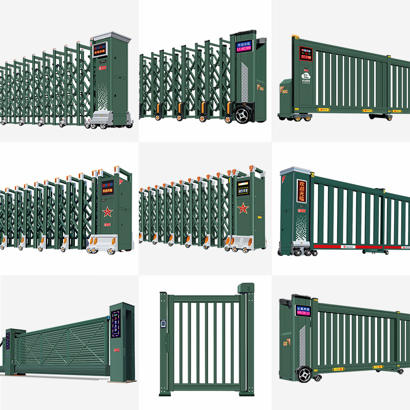 盛辉嘉业电动迷彩伸缩大门铝合金智能遥控平移直线门分段无轨伸缩大门折叠门定制高清大图