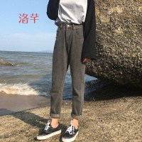 洛芊长裤松紧腰牛仔裤女春季新款韩版百搭显瘦小脚裤纯色宽松哈伦裤