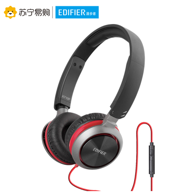 Edifier/漫步者 K710P头戴式手机笔记本电脑3.5mm插孔有线耳机耳麦便携麦克风 酷黑红色