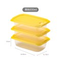 茶花塑料冰箱保鲜盒家用冷冻水果蔬菜专用收纳盒微波炉饭盒食品级 830ml黄色（三个装）