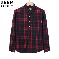 JEEP SPIRIT吉普秋冬季大码长袖衬衫男格子时尚宽松休闲男装上衣
