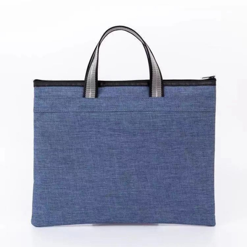 手提文件包大容量牛津帆布袋拉链会议档案袋文件袋定制公文包logo