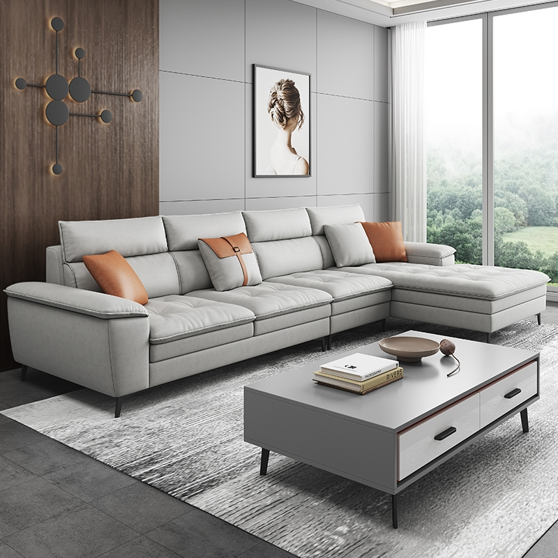 布意式布艺沙发客厅小户型纳丽雅现代简约北欧风格茶几贵妃组合套装