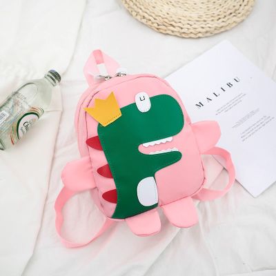 儿童包包女幼儿园书包恐龙男女孩小宝宝背包卡通韩版可爱小双肩包 粉色小号-送可爱吊坠