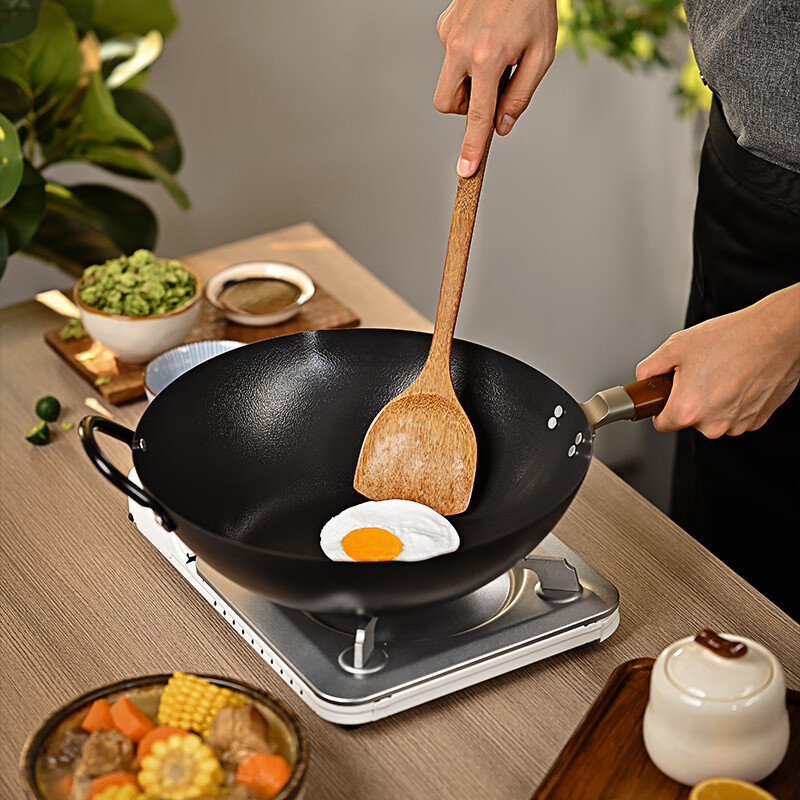 神田 神铁3代 精铁老式家用无涂层物理不粘炒锅 纤维纹铁锅 33cm / 把