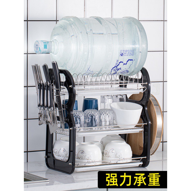 厨房用品家用置物架碗架不锈钢刀架碗筷沥水架餐具晾放碗碟收纳架收纳层架 三维工匠高清大图
