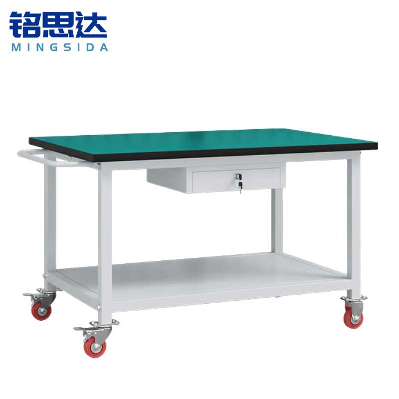 铭思达轻型防静电工作台双层120*80*75cm(带轮)张