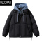 HLCOMAN胖胖哥假连帽棉衣男士冬季潮牌美式复古宽松棉服大码羽绒棉袄