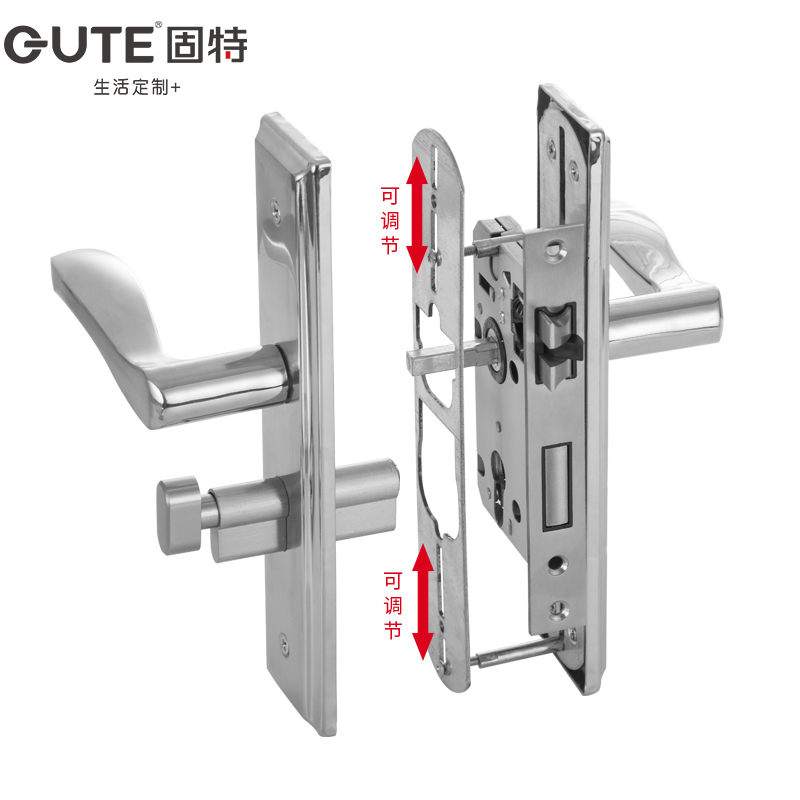 固特门锁室内卧室房间门锁换旧锁家用门把手通用型不锈钢面板锁具有无锁体