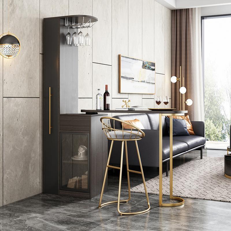 轻奢旋转吧台桌酒柜一体家庭高脚隔断柜后现代简约家用客厅小户型定制