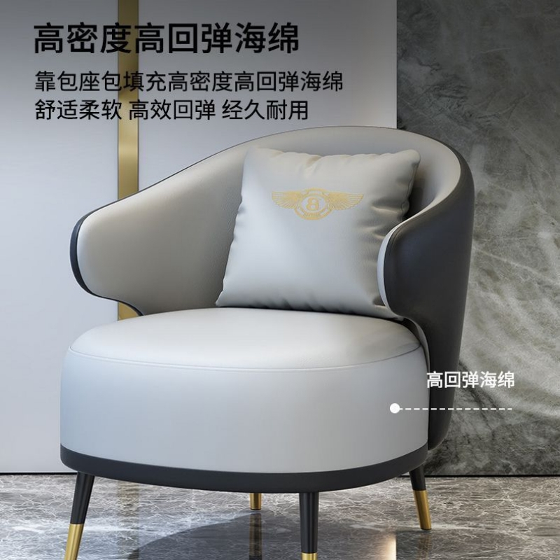 锦北 现代简约皮艺沙发客厅头层皮艺贵妃铁艺直排沙发工厂直销 单人位沙发