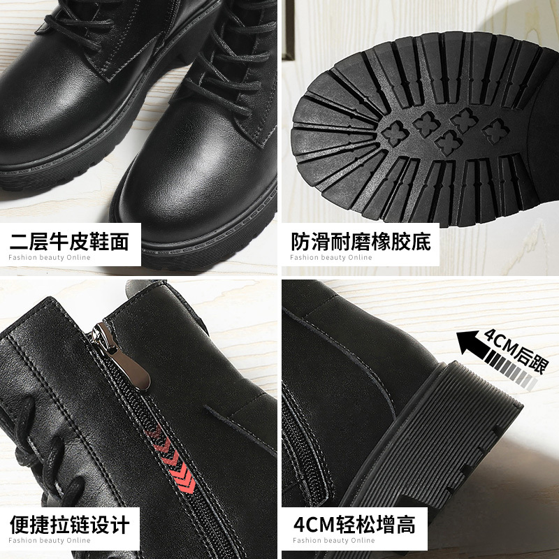 公猴马丁靴女新款短靴真皮加绒英伦风百搭春季潮ins厚底短筒瘦瘦