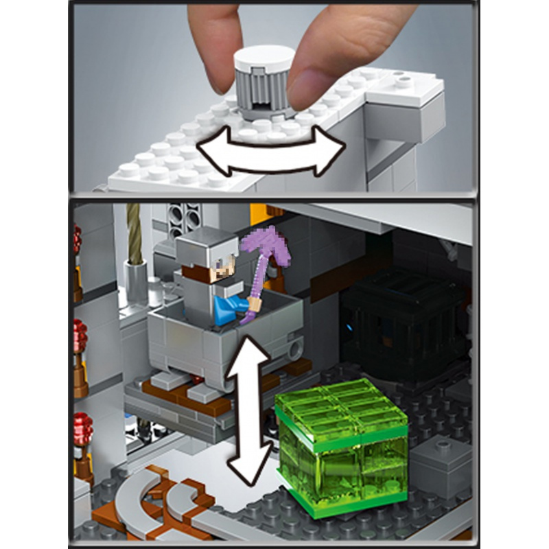 兼容乐高积木男女孩我的世界系列机关山洞力拼装玩具拼图机关山矿井