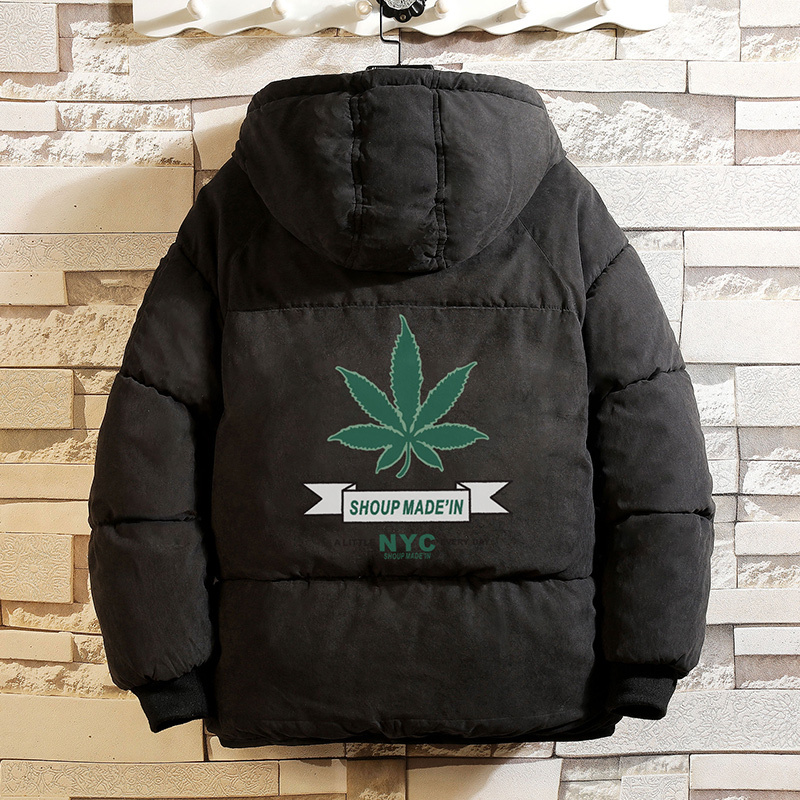 YUANSU冬季笑脸印花棉衣男士保暖外套短款加厚棉服潮流连帽面包服男棉袄棉衣