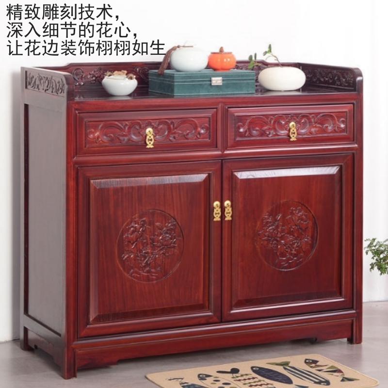 白寅 BY-CSG-002 大款红花梨色 茶水柜 100*40*88(单位:个)高清大图