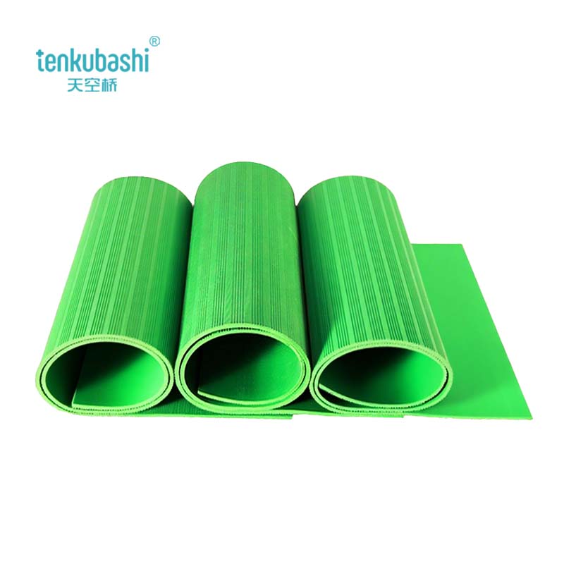 天空桥 绝缘胶皮 绿色条纹10mm*1m*10m 卷高清大图