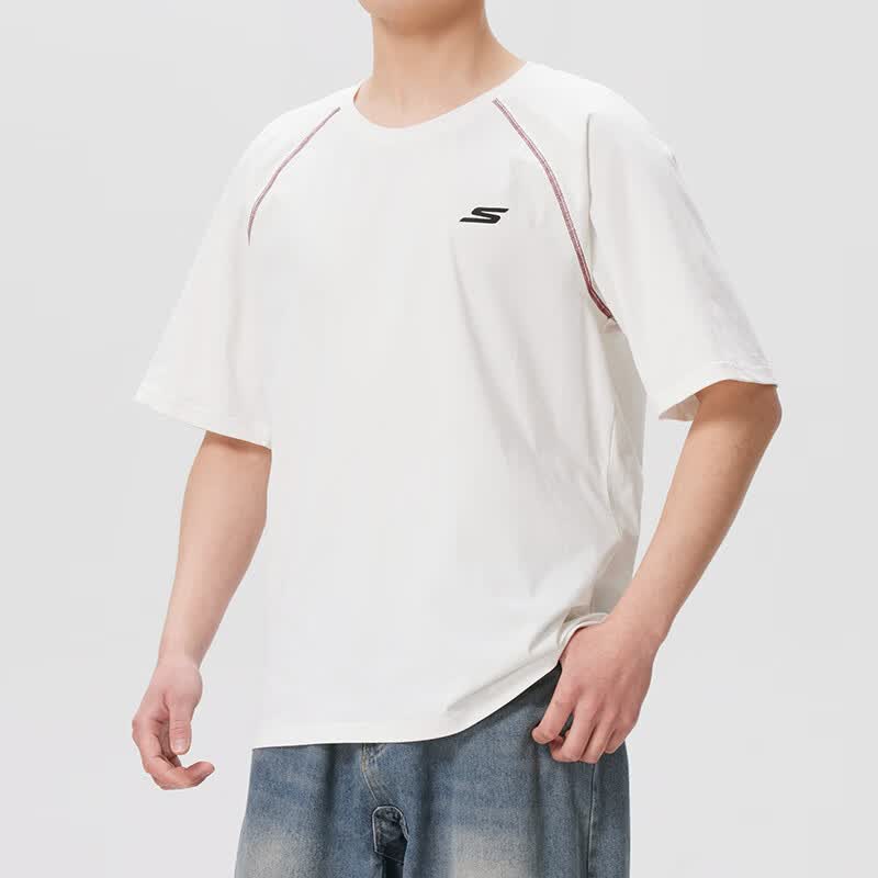 斯凯奇(Skechers)男装新新款运动服跑步健身训练舒适透气短袖T恤P226U0...高清大图