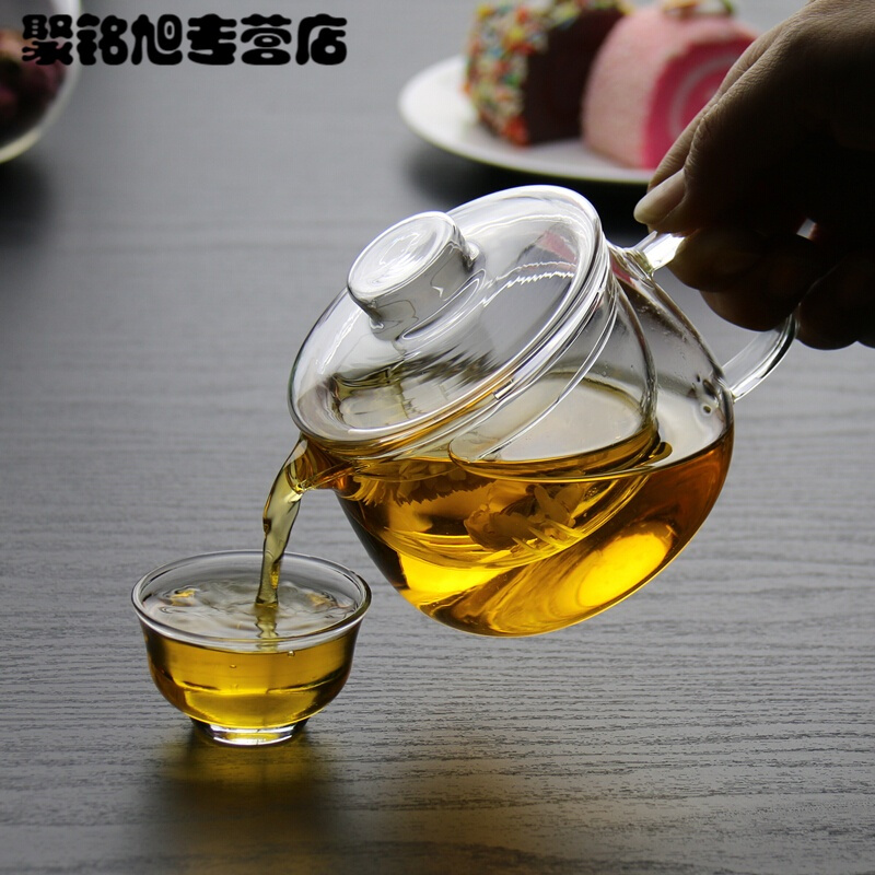 单人办公室耐热高温玻璃迷你花茶泡茶壶透明功夫茶具小号茶壶过滤简约