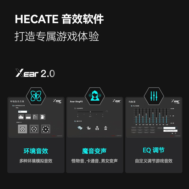 漫步者(EDIFIER) HECATE GX04声卡版 入耳式游戏耳机带麦 电竞吃鸡电脑手机直播耳麦 7.1声道外置声卡