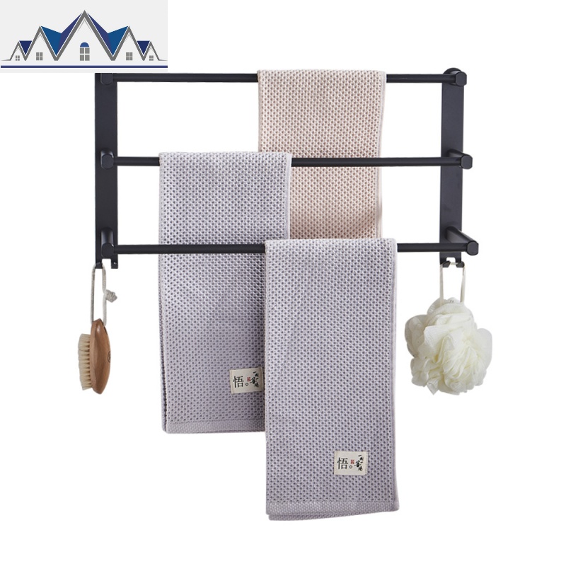 卫生间毛巾架免打孔浴室浴巾架置物架太空铝挂毛巾杆单杆拖鞋架_982高清大图