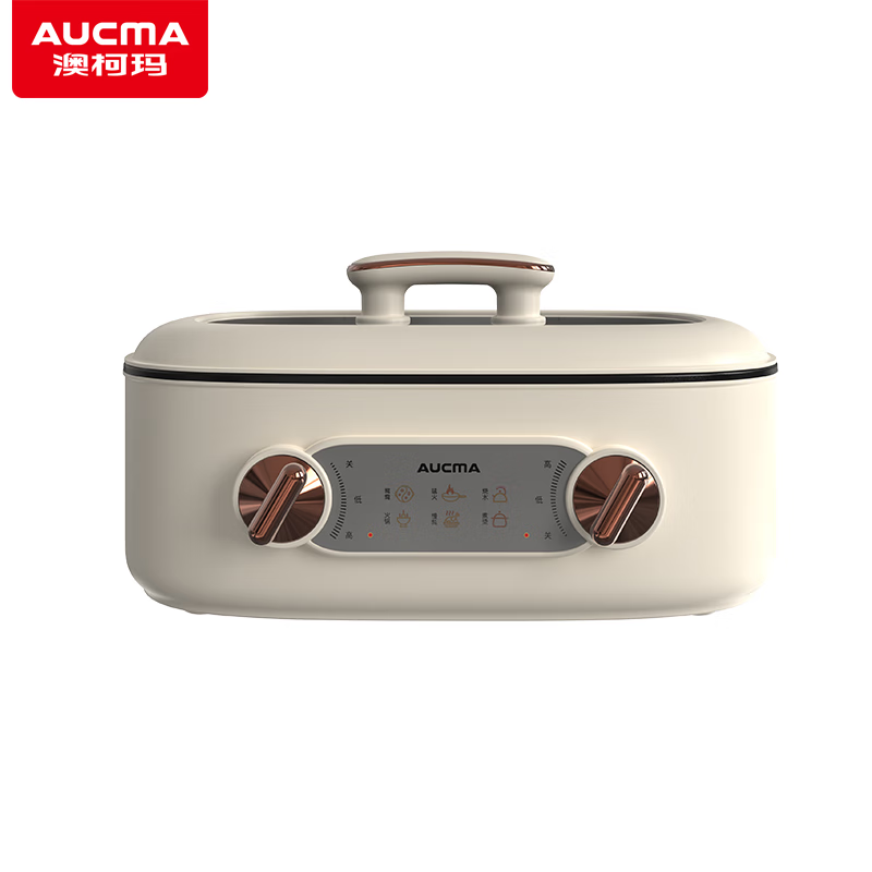 澳柯瑪 AHG-68P7电火锅鸳鸯分体专用锅大容量6L煎煮焖炖多功能电热锅电煮锅分区温控双层保温防烫不粘涂层
